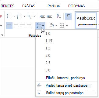 Line and Paragraph Spacing screen