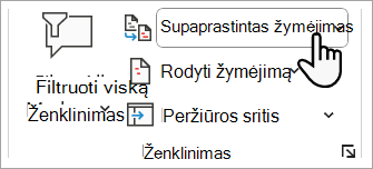 Ekrano kopija, kurioje parodyta, kur galite nustatyti žymėjimo lygį, kurį norite matyti 