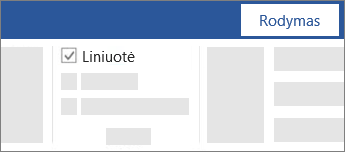 Liniuotės rodymas ir slėpimas žymės langeliu juostelėje