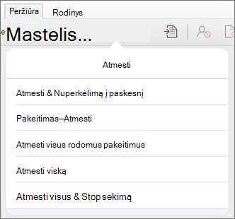 Meniu Atmesti keitimus