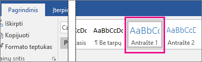 Skirtuke Pagrindinis pažymėta 1 antraštė.