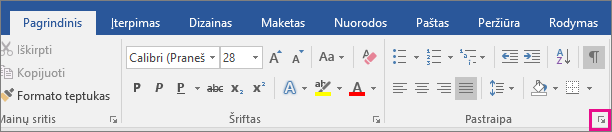 The arrow to open the Paragraph dialog box is highlighted on the Home tab.