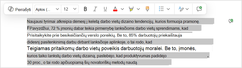 Perrašymo parinktis greitai pakeisti konkrečią ištrauką.