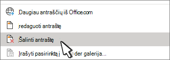 Mygtukas Šalinti antraštę