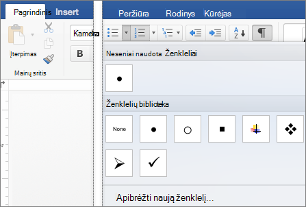 Rodomas skirtukas Pagrindinis su ženklelių galerija.