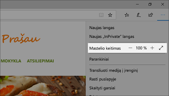 Didinamasis stiklas didina ekrano dalis, kad jas būtų lengviau matyti.