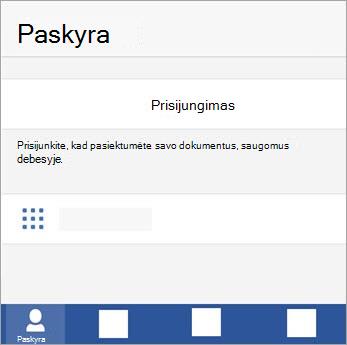 Prisijunkite naudodami „„Microsoft““ paskyrą arba „Office 365“ darbo arba mokymo įstaigos paskyrą.