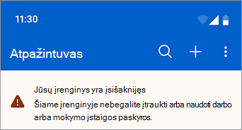 Ekrano kopija, kurioje rodoma darbo arba mokymo įstaigos paskyra, užblokuota įsišaknijusiame 