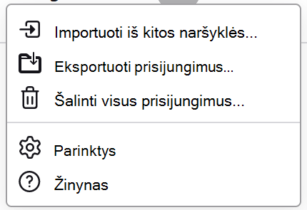 Slaptažodžių meniu naršyklėje 