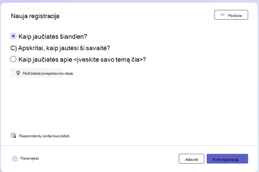 Naujo pranešimo apie buvimo vietą ekrano nuotrauka.