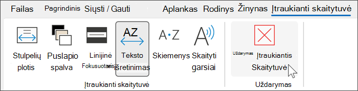 Įtraukiantis skaitytuvės įrankis programoje 