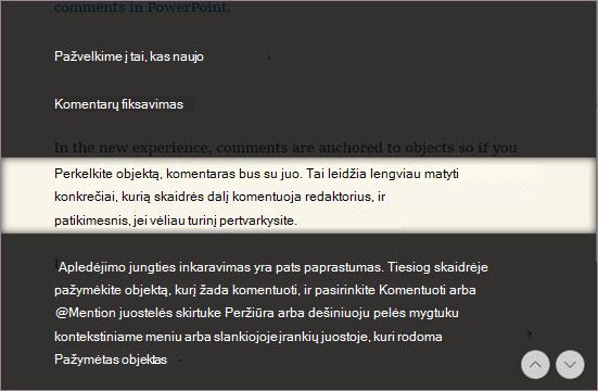 Fokusavimas į eilutę Įtraukianti skaitytuvė
