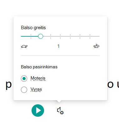 Balso parametrų ekrano kopija.