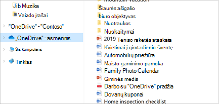 Failų naršyklė atidaryti su pažymėta „OneDrive“-Personal