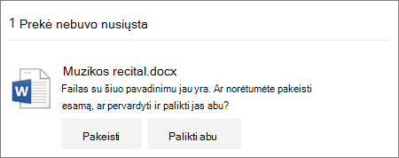 Failo vardas jau yra klaida 