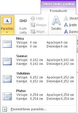 Teksto lauko paraštės