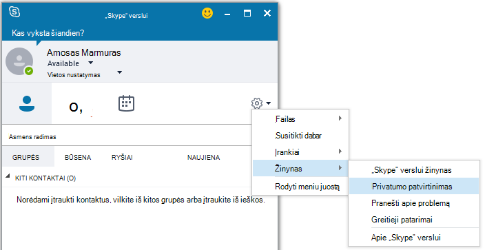 Pasirinkite Pranešti apie problemą