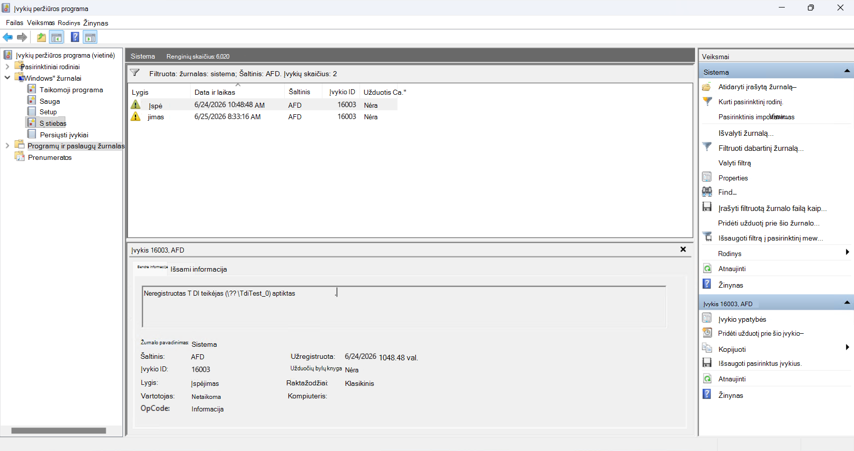 AFD Event ID: 16003