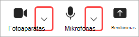 Paryškintas vaizdas Fotoaparato ir mikrofono išplečiamosios rodyklės 