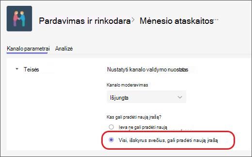 Kanalo moderavimas Svečių neįtraukimas