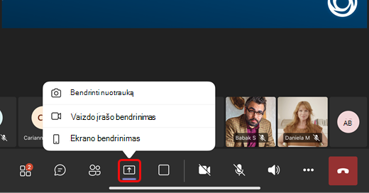 Bendrinkite nuotrauką, vaizdo įrašą arba ekraną