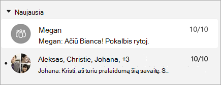 Laiškų su laiško peržiūra, kurioje taip pat rodoma laiko žyma, ekrano kopija.