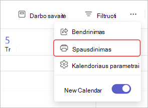Ekrano nuotrauka, kurioje paryškinta parinktis Spausdinti 