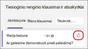 Pasirinkite iškelto nykščio piktogramą