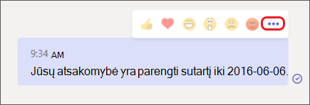 Realus pranešimas su paryškintu meniu Daugiau parinkčių.