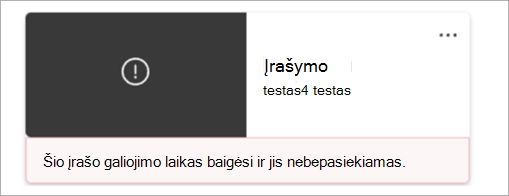 Ekrano kopija, kurioje rodomas įrašymo chiclet, nurodantis, kad įrašas buvo panaikintas visam laikui.