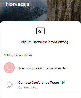 Pasirinkite įrenginį, kai atidaryta 