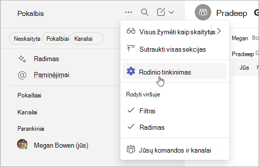 Būdo tinkinti rodinį naudojant Simple Collab ekrano kopija