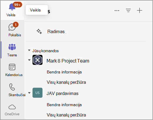 Atskiro rodinio supaprastintame bendradarbiavime ekrano kopija