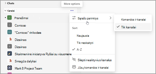 Paprasto bendradarbiavimo plokščiojo sąrašo ir filtro ekrano kopija