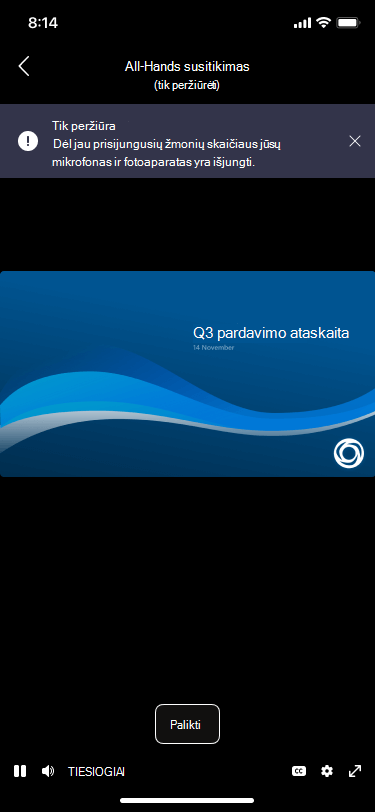 Tik peržiūrimas išankstinio prisijungimo mobiliajame ekrane ekranas