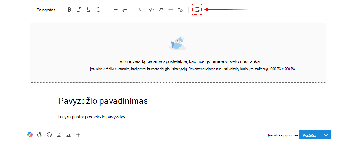 Pasirinkite šią piktogramą, kad įtrauktumėte stulpelių