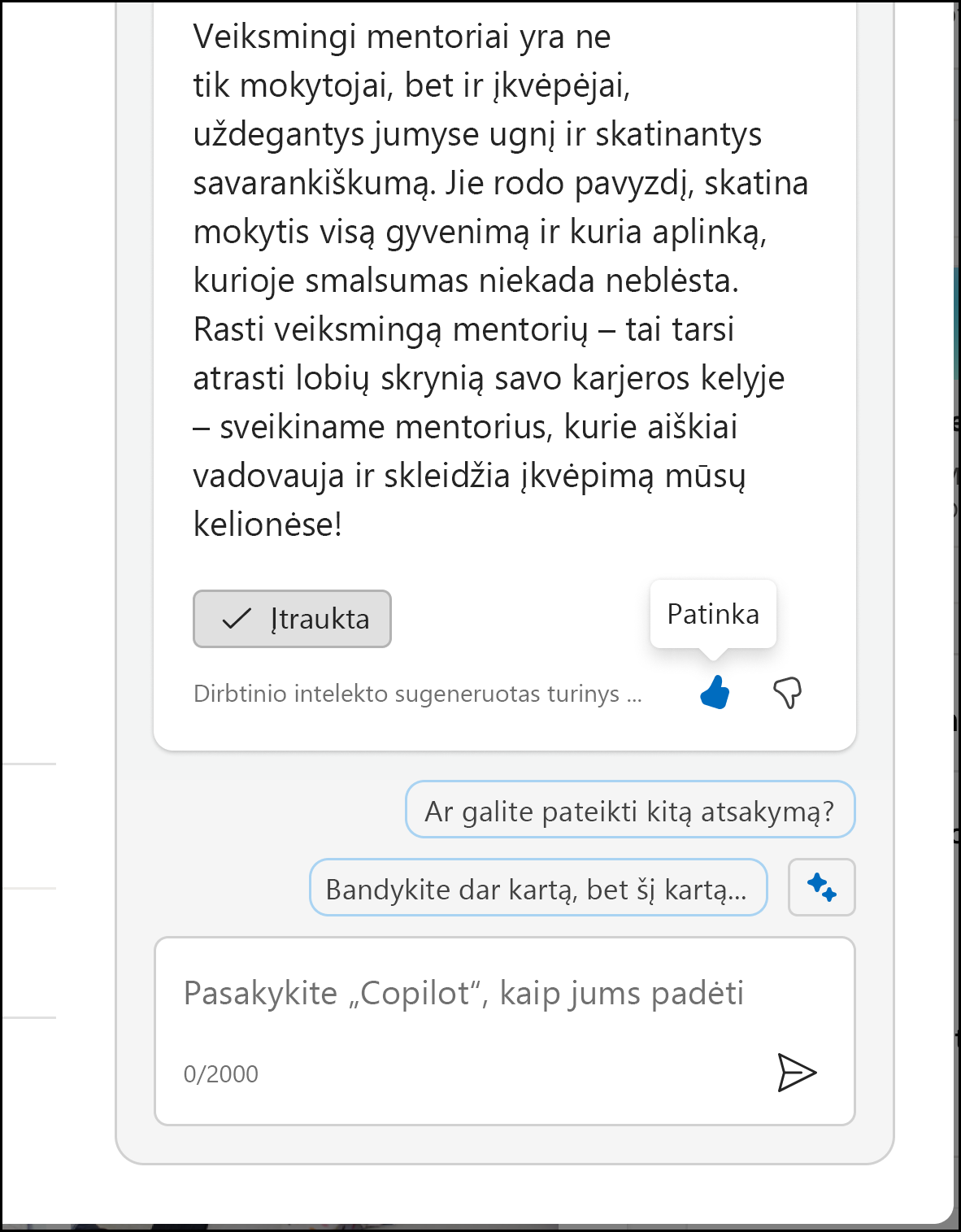 Ekrano kopijoje pavaizduotos nykščių piktogramos, naudojamos norint atrakinti atsiliepimų formą.
