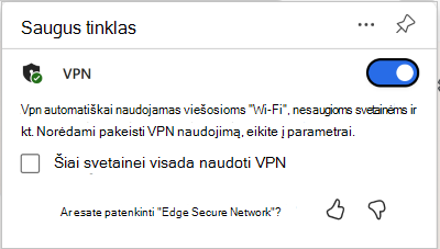 VPN perjungiklio ekrano kopija