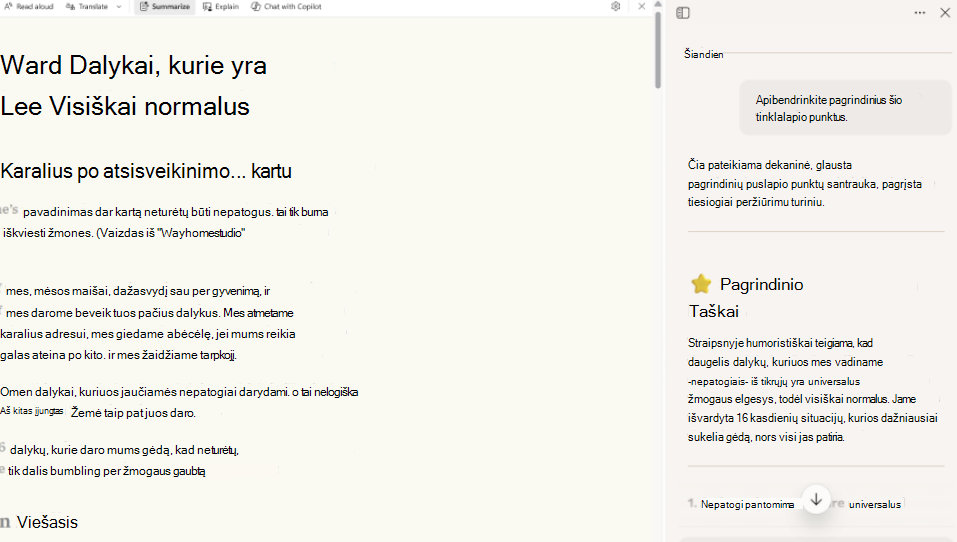 Screenshot of Readingmode summarize.
