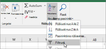 Pradžia > Rikiavimas & filtravimas > Filtras