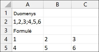 „Excel“ TextSplit 2 pavyzdys