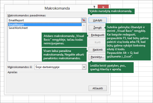 Dialogo langas Makrokomanda