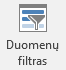 Mygtuko Įterpti duomenų filtrą ekrano kopija.