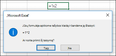 Pranešimo laukas, kuriame prašoma pakeisti daugybos ženklą – iš 