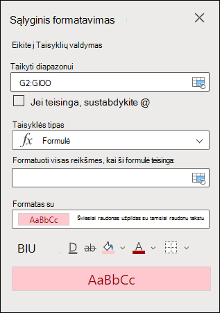 Formulės taisyklės tipas