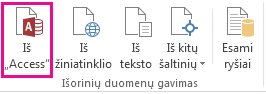 Mygtukas Iš „Access“ skirtuke Duomenys