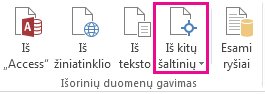 Mygtukas Iš kitų šaltinių skirtuke Duomenys