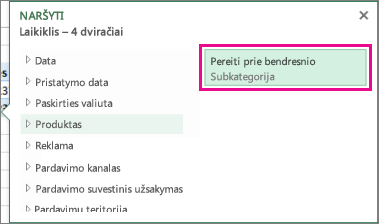 Lauko Naršyti mygtukas Pereiti prie bendresnio