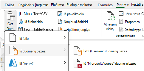 Duomenų importavimas iš „Access“