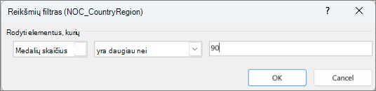 Langas Reikšmių filtras
